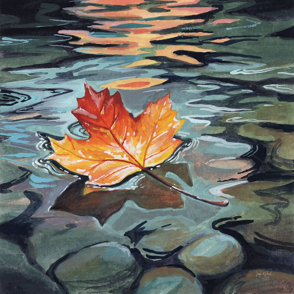 Maple Leaf Floating In a Stream art print by Kate Jarvik Birch for $57.95 CAD