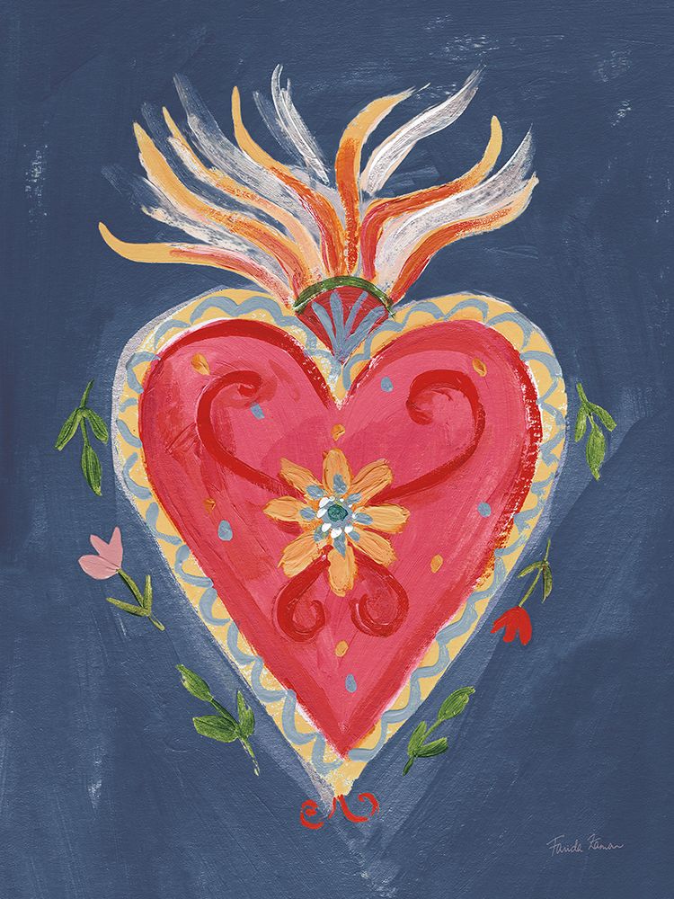 Fridas Heart I Dark Blue art print by Farida Zaman for $57.95 CAD