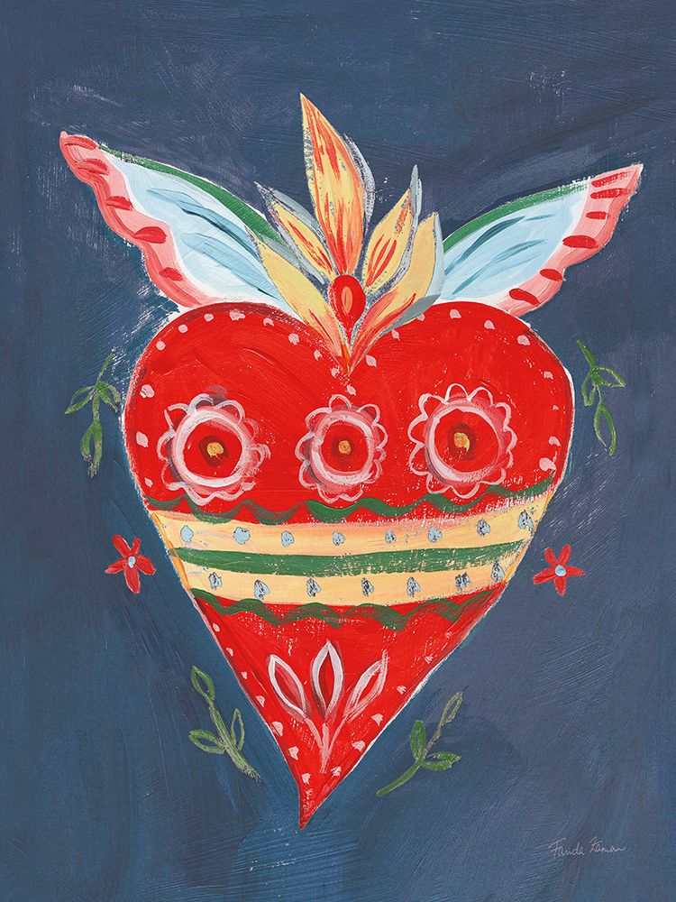 Fridas Heart II Dark Blue art print by Farida Zaman for $57.95 CAD
