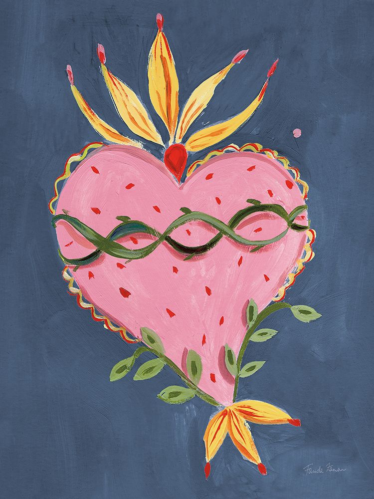 Fridas Heart IV Dark Blue art print by Farida Zaman for $57.95 CAD