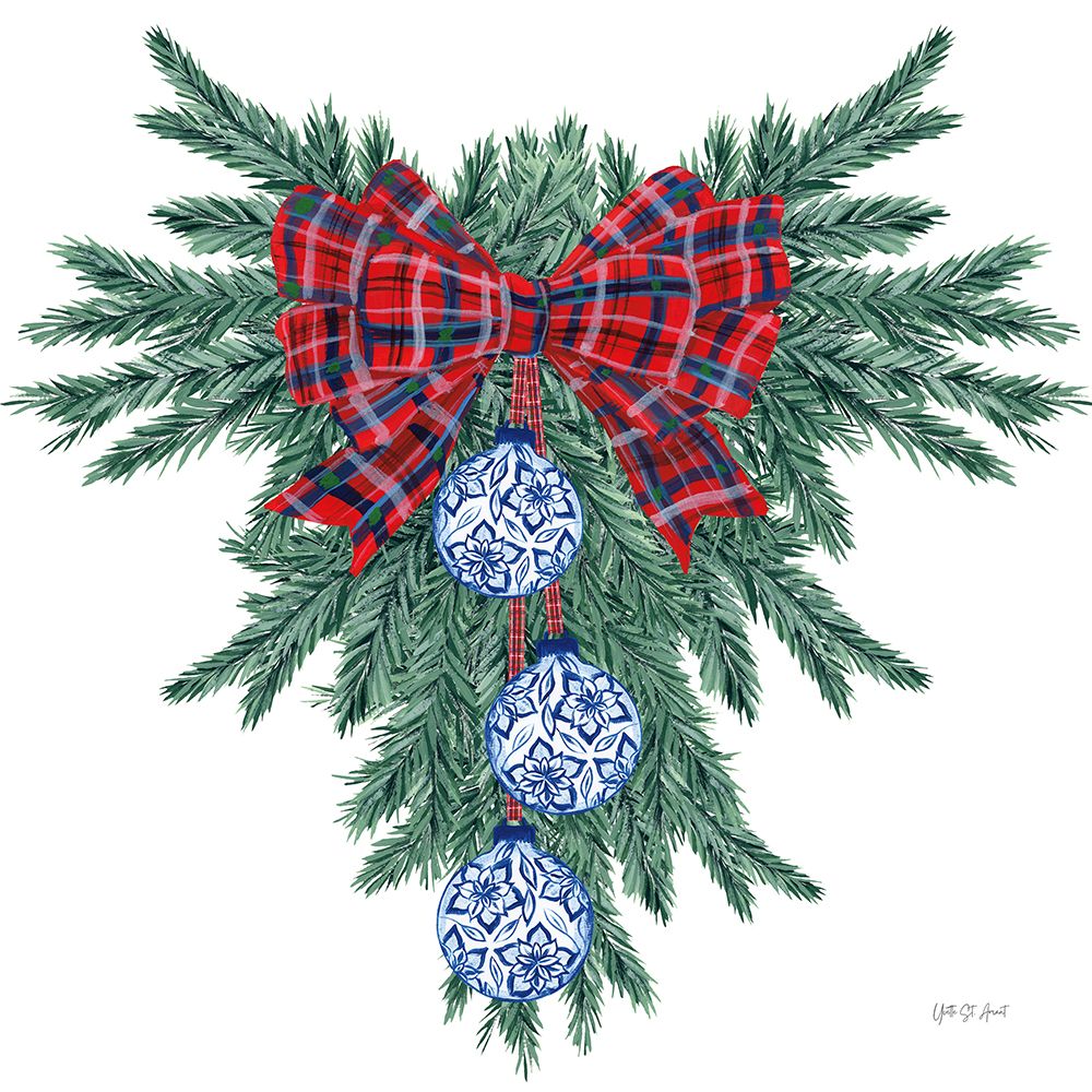 Holiday Tartan and Chinoiserie III art print by Yvette St. Amant for $57.95 CAD
