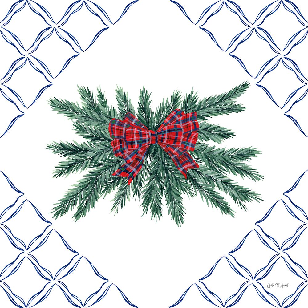 Holiday Tartan and Chinoiserie V art print by Yvette St. Amant for $57.95 CAD