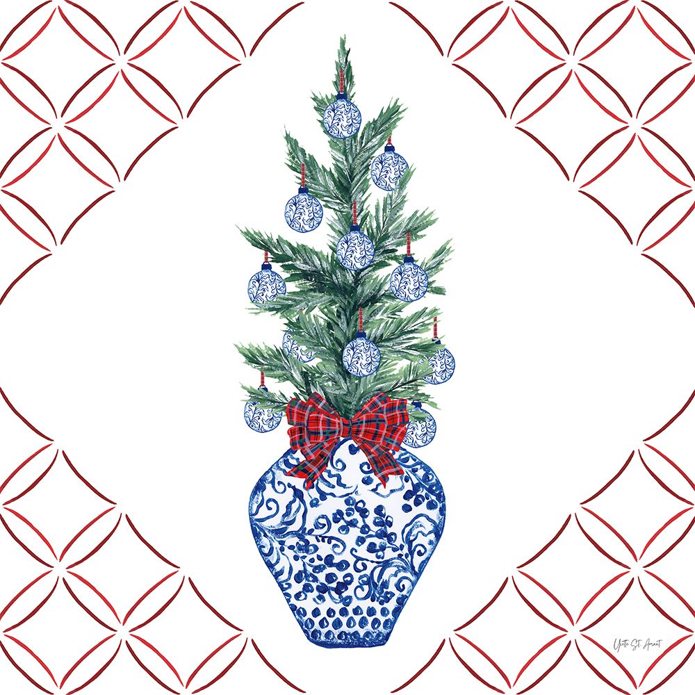Holiday Tartan and Chinoiserie VI art print by Yvette St. Amant for $57.95 CAD