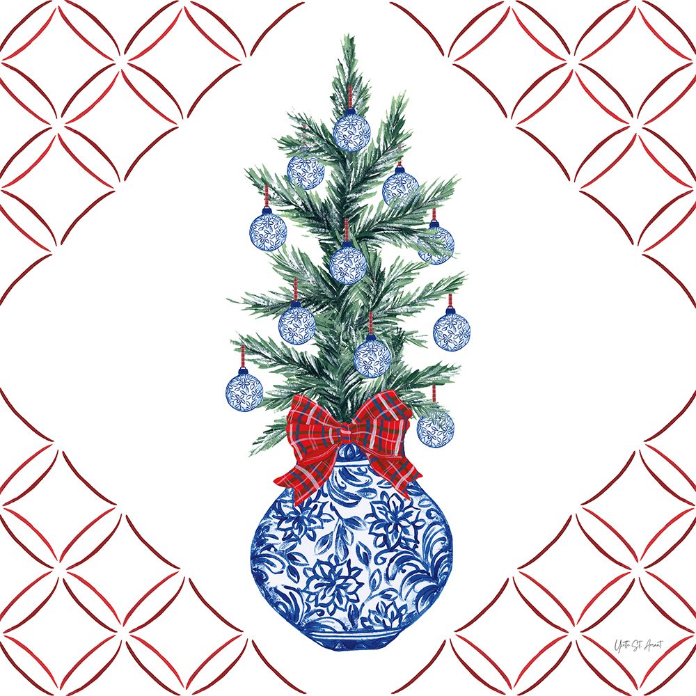 Holiday Tartan and Chinoiserie VII art print by Yvette St. Amant for $57.95 CAD
