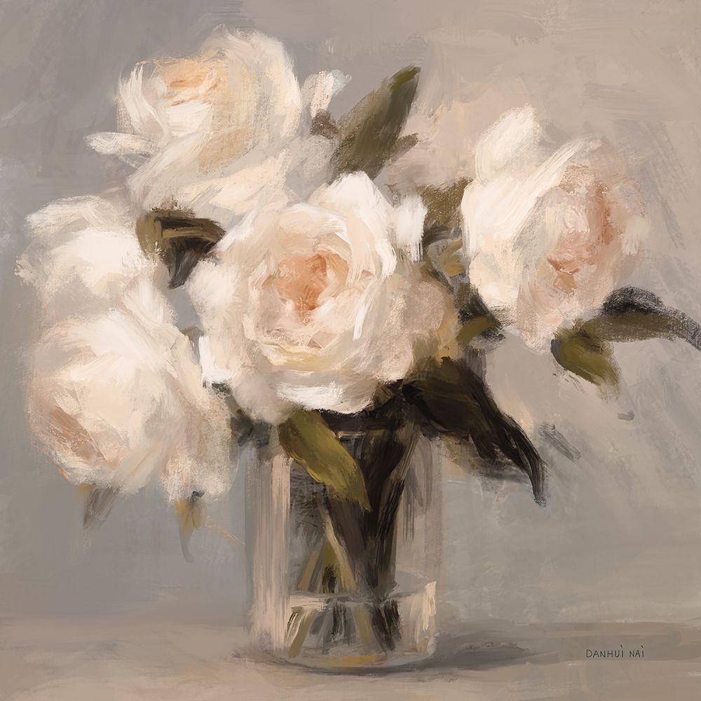 Painterly White Roses art print by Danhui Nai for $57.95 CAD