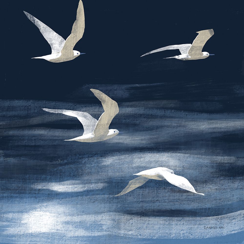Seagulls Over the Blue Sea art print by Danhui Nai for $57.95 CAD