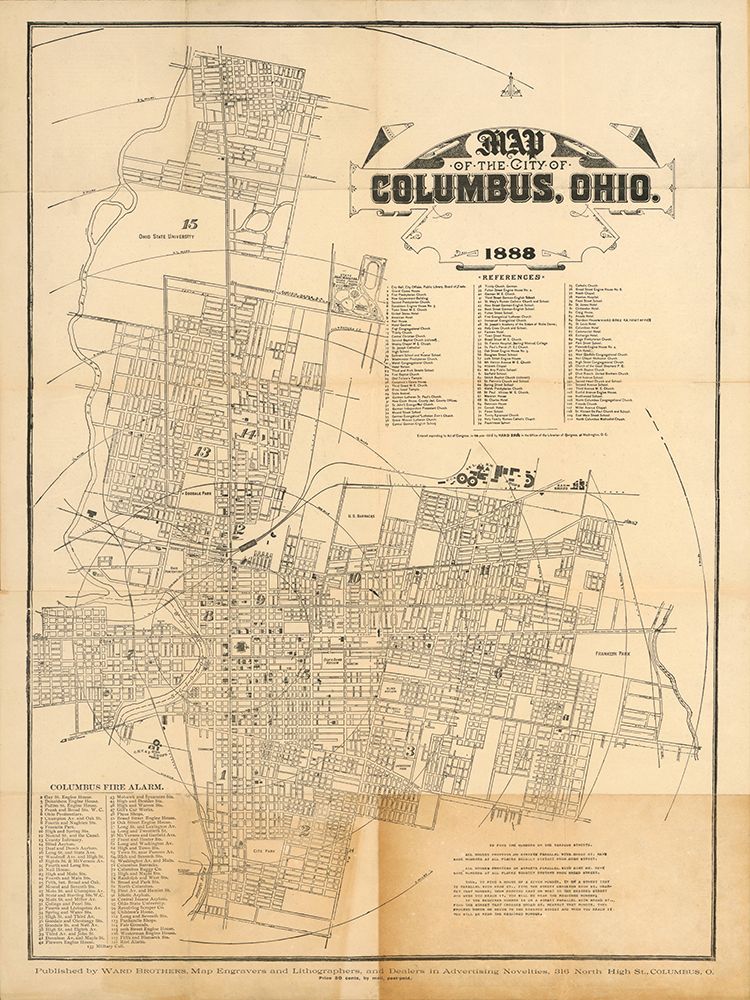 Map of the City of Columbus Ohio art print by Wild Apple Portfolio for $57.95 CAD