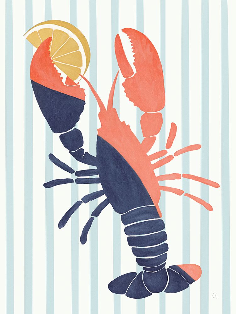 Chillin Lobster Stripes art print by Sarah Adams for $57.95 CAD
