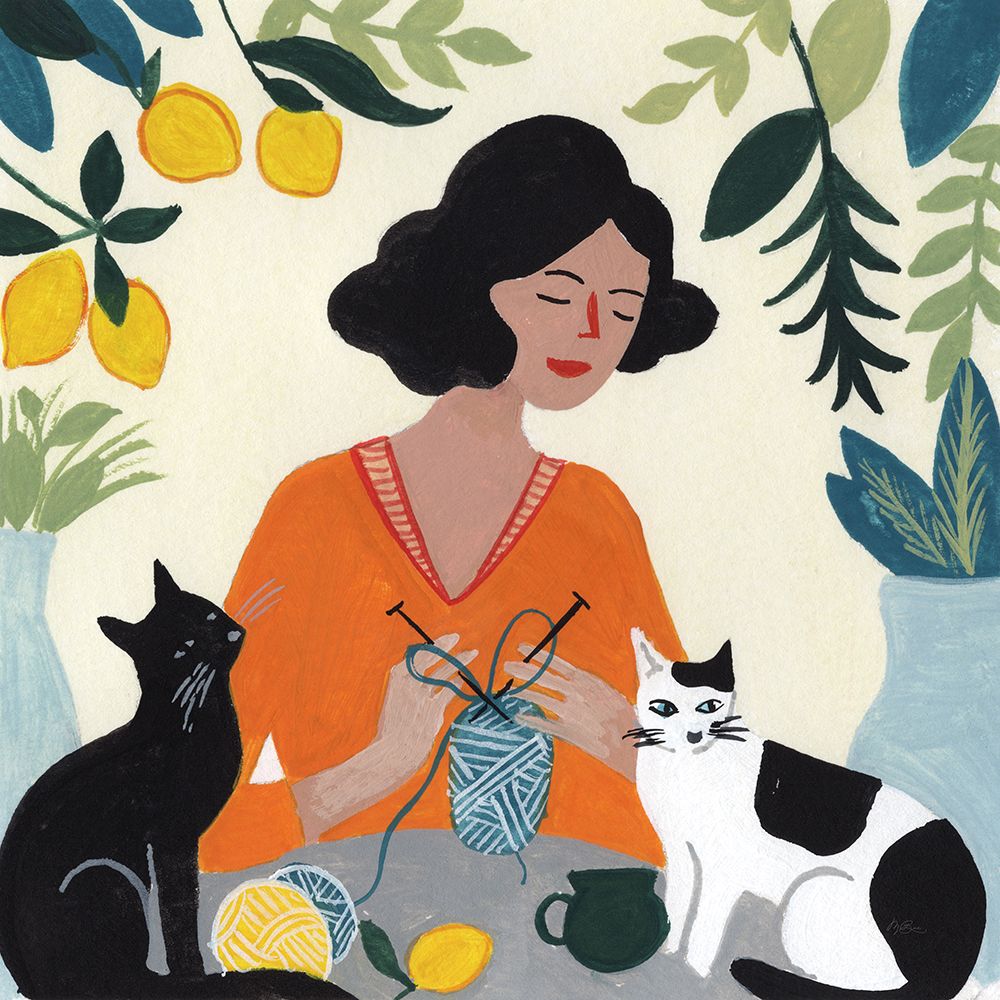Knitting With Cats art print by Morgan Birch for $57.95 CAD