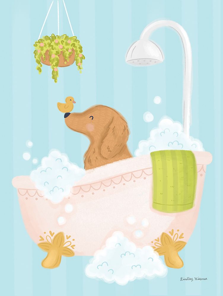 Bath Dog art print by Lindley Wiesner for $57.95 CAD