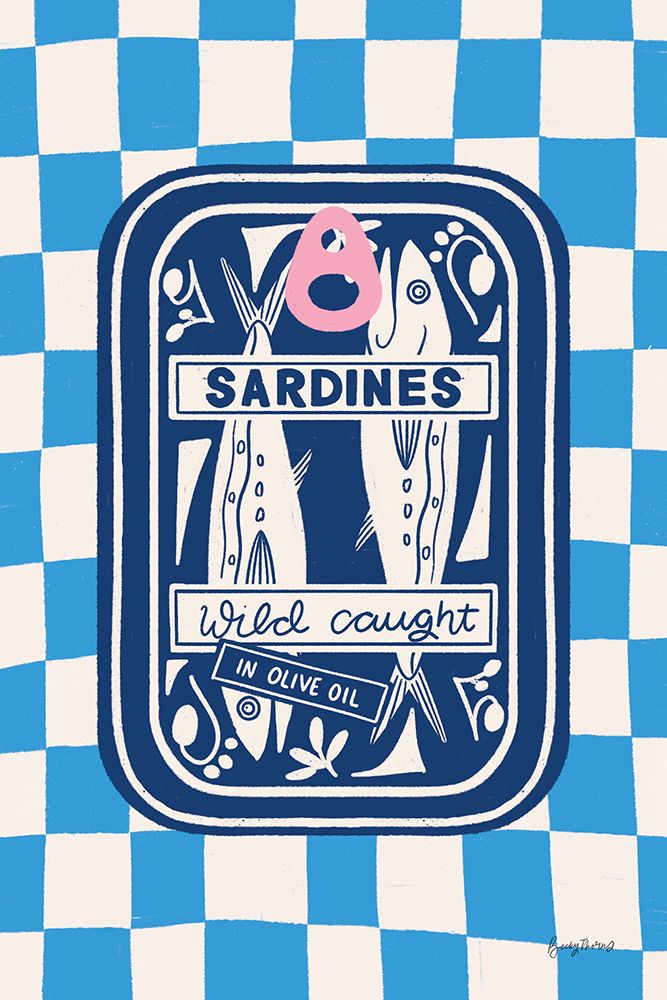 Fun Sardines I Blue art print by Becky Thorns for $57.95 CAD