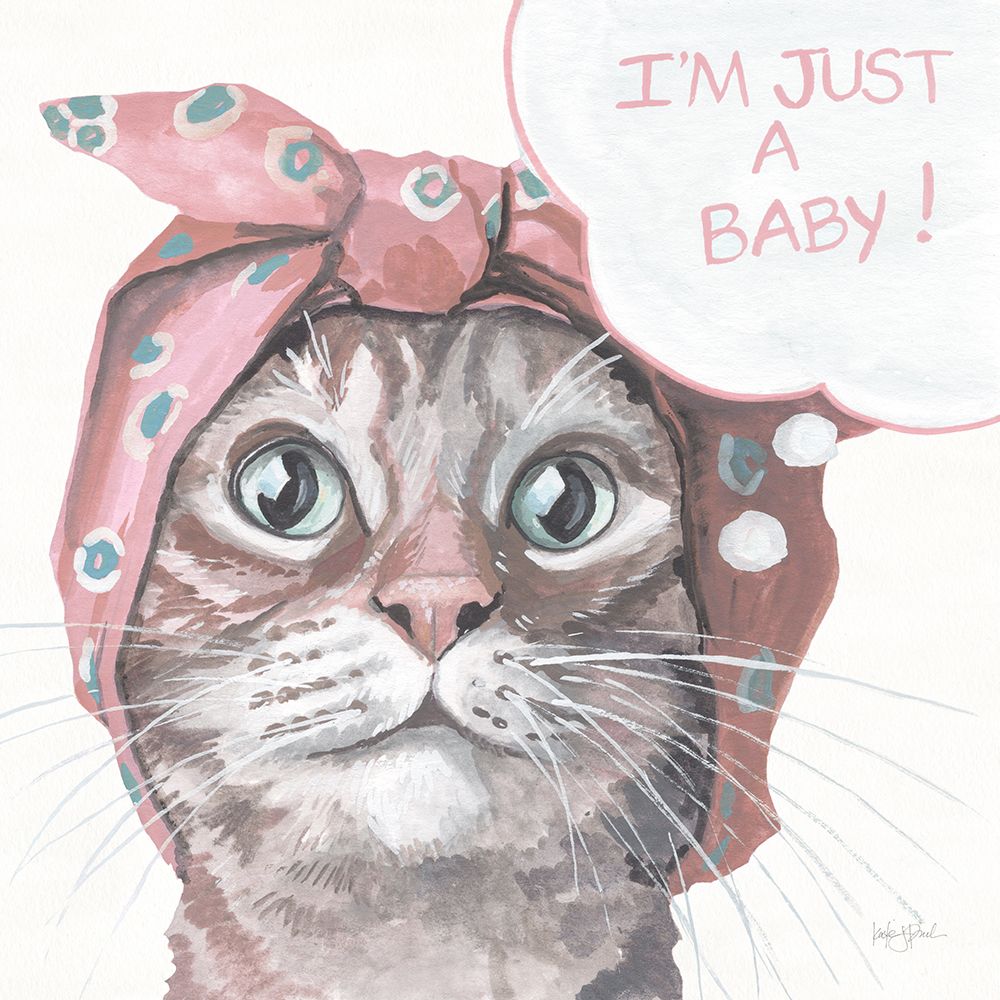 Just a Baby Cat Pink art print by Kate Jarvik Birch for $57.95 CAD