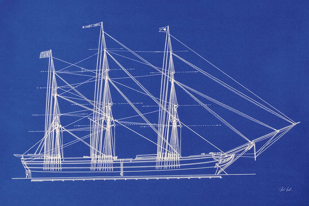 Blue Schooner I art print by Deborah Revell for $57.95 CAD