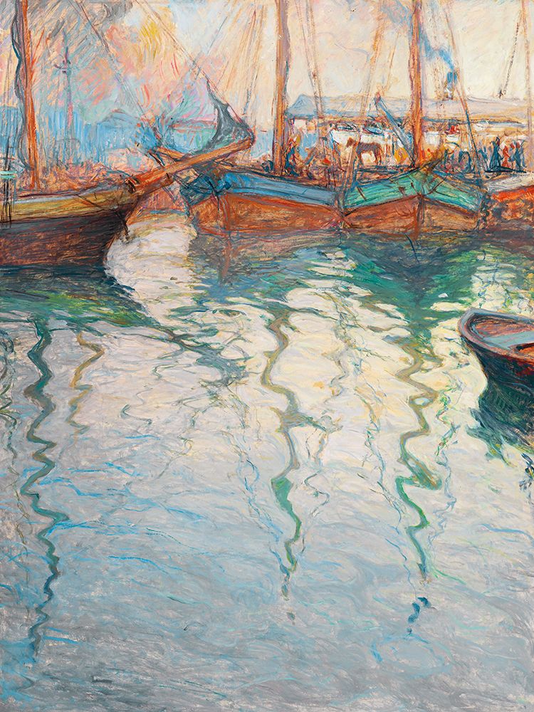 Boats In Sornainen Teal art print by Wild Apple Portfolio for $57.95 CAD
