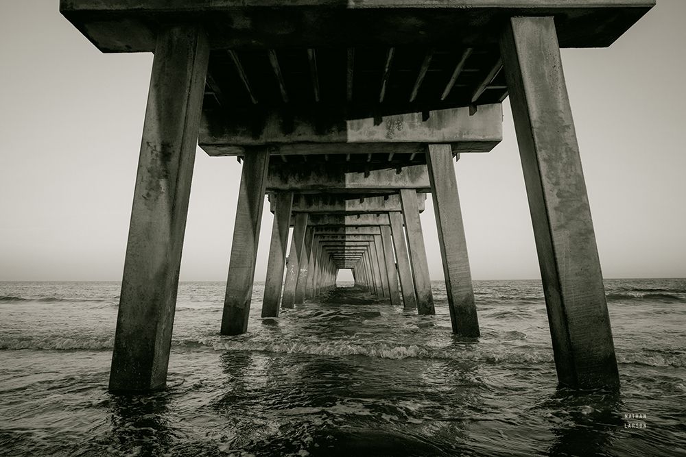 Sun Split Pier Sepia art print by Nathan Larson for $57.95 CAD
