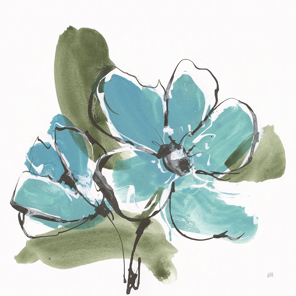 Teal Blooms I art print by Chris Paschke for $57.95 CAD