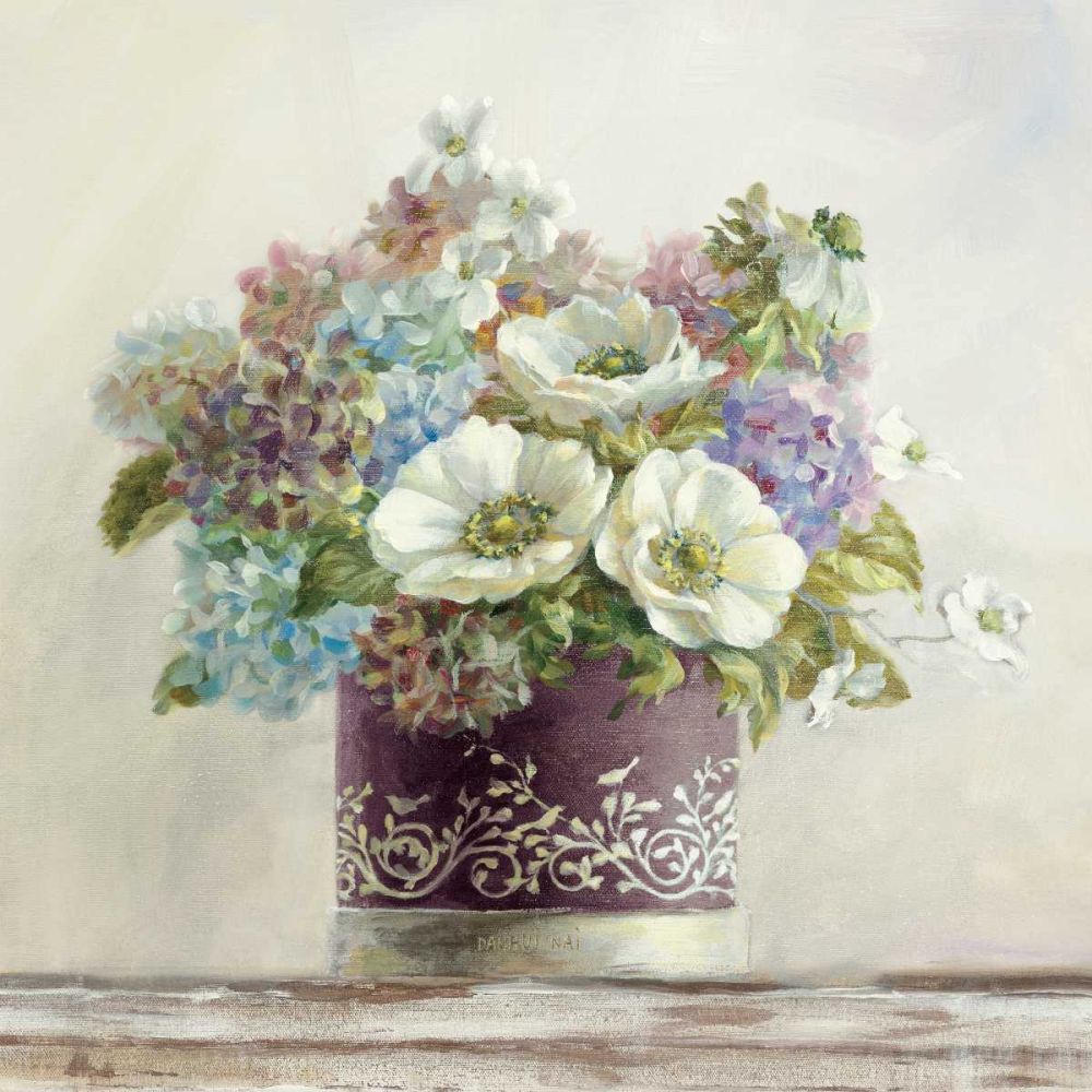 Anemones in Aubergine Hatbox art print by Danhui Nai for $57.95 CAD