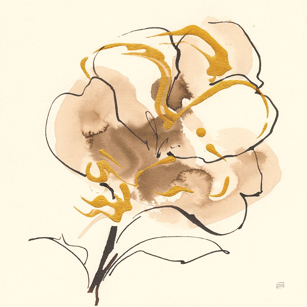Gold Floral Essence I art print by Chris Paschke for $57.95 CAD