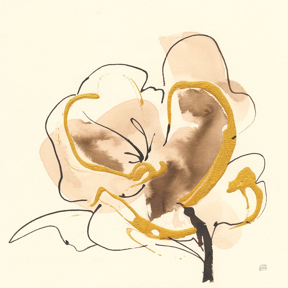 Gold Floral Essence II art print by Chris Paschke for $57.95 CAD