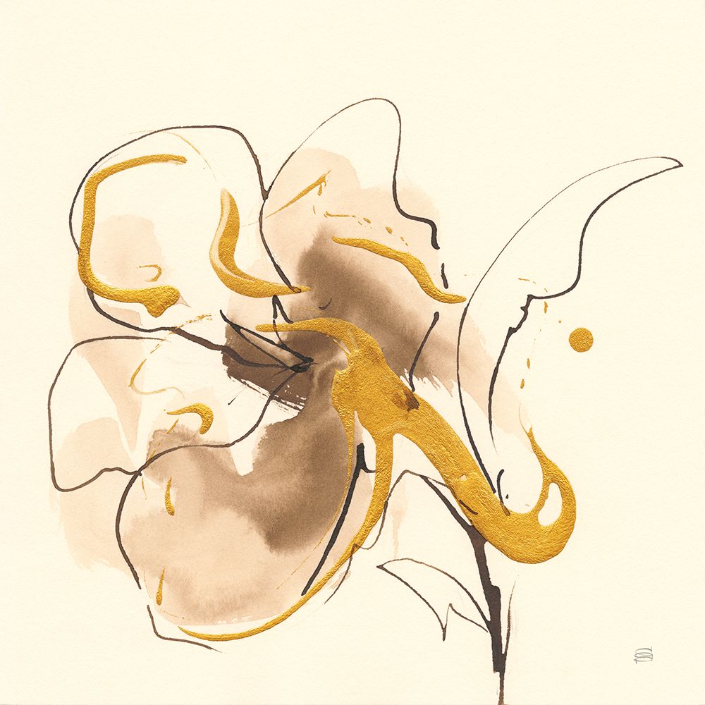 Gold Floral Essence IV art print by Chris Paschke for $57.95 CAD