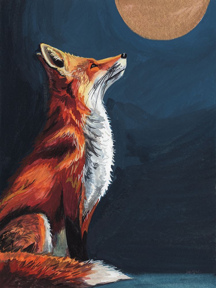 Fox and The Golden Moon art print by Kate Jarvik Birch for $57.95 CAD