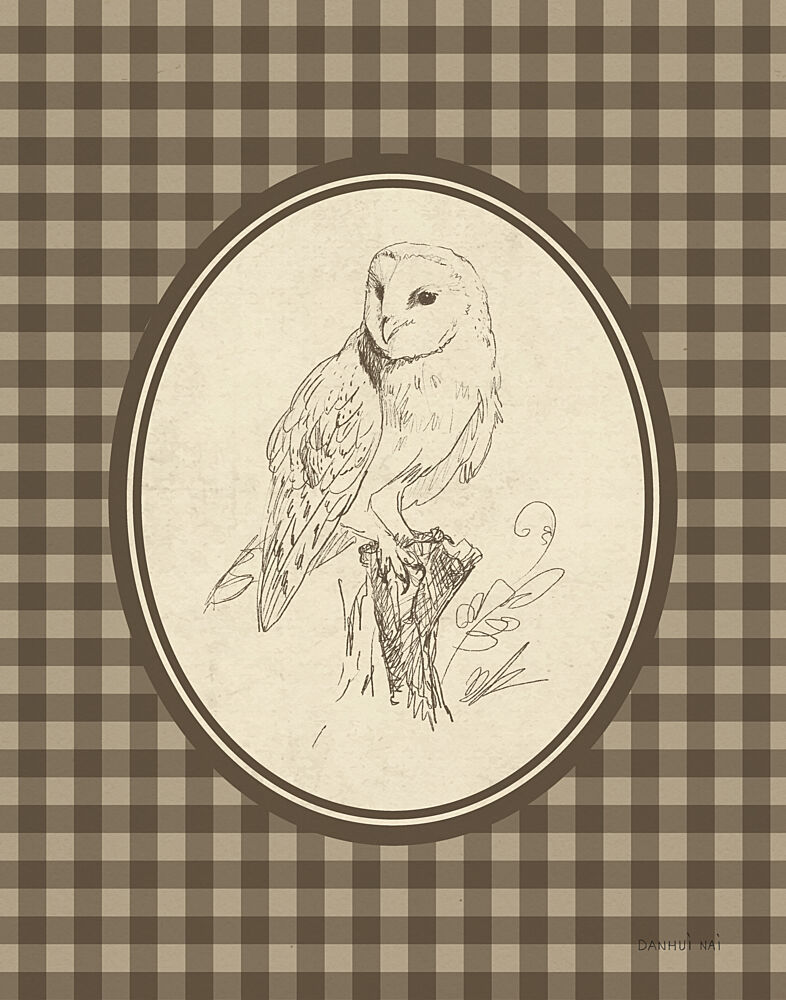 Woodland Owl Gingham art print by Danhui Nai for $57.95 CAD