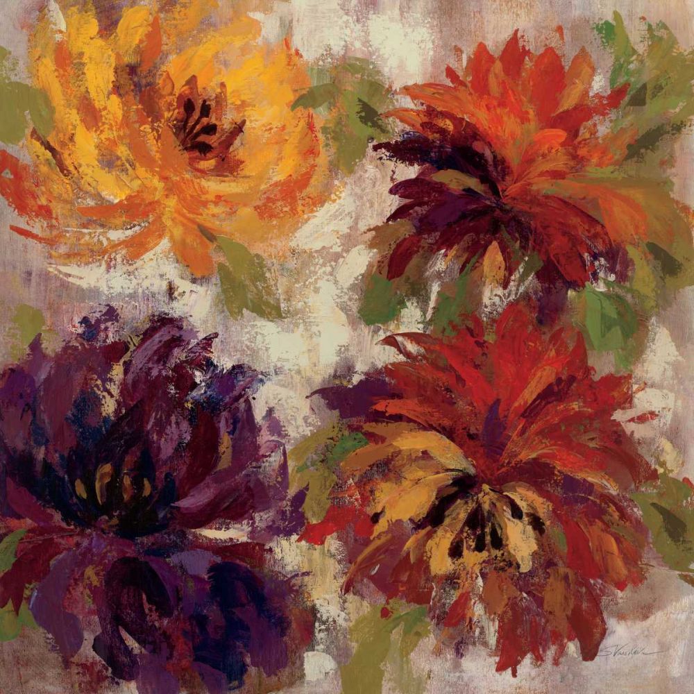 Fiery Dahlias I art print by Silvia Vassileva for $57.95 CAD