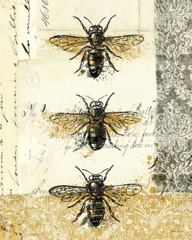 Golden Bees n Butterflies No 1 art print by Katie Pertiet for $57.95 CAD