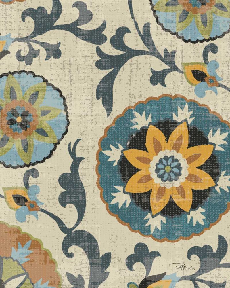 Persian Patchwork Blue Brown Tile I art print by Pela Studio for $57.95 CAD