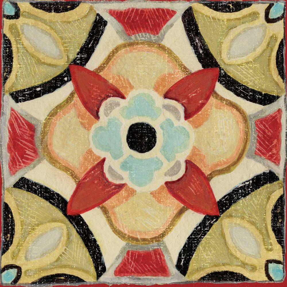 Bohemian Rooster Tile Square IV art print by Daphne Brissonnet for $57.95 CAD