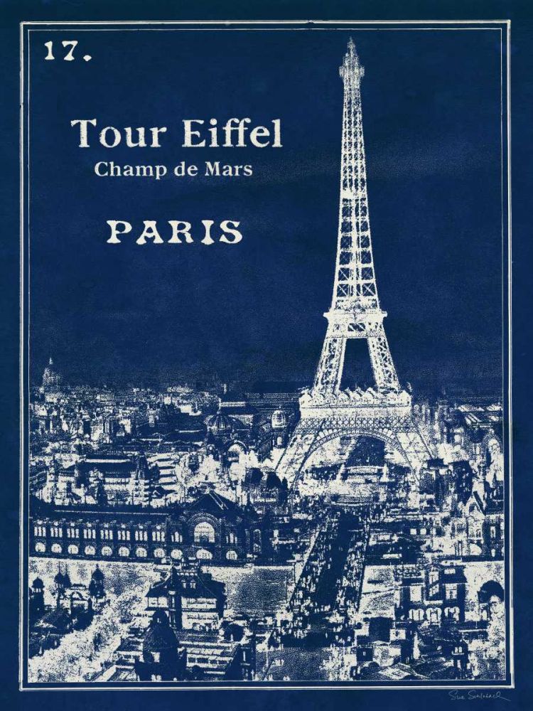Blueprint Eiffel Tower art print by Sue Schlabach for $57.95 CAD