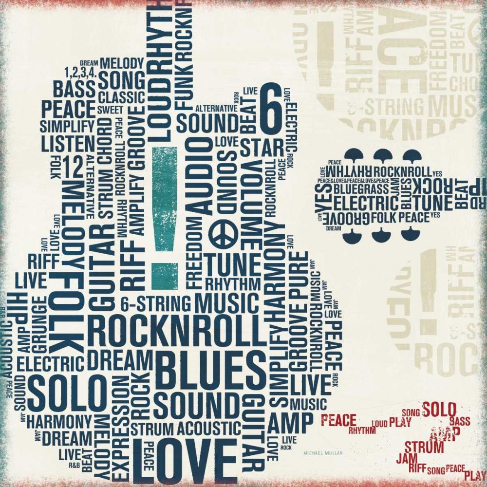 Type Guitar Square II art print by Michael Mullan for $57.95 CAD