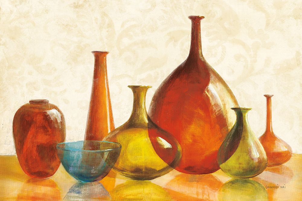 Colorful Glass Vessels on Ivory art print by Danhui Nai for $57.95 CAD