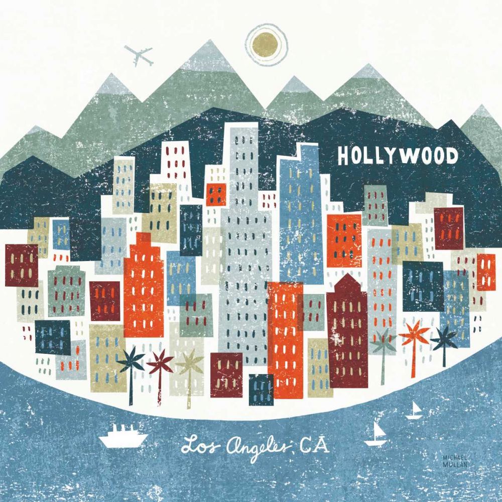Colorful Los Angeles art print by Michael Mullan for $57.95 CAD
