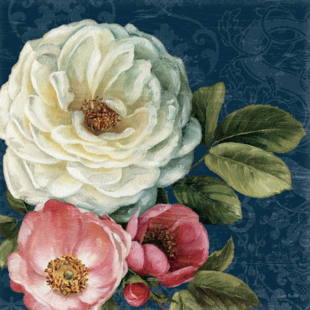Floral Damask II on Indigo by Lisa Audit