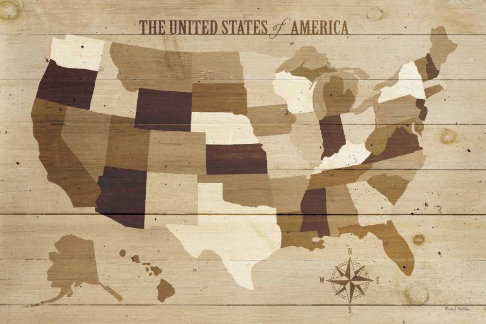 USA Modern Vintage Wood art print by Michael Mullan for $57.95 CAD