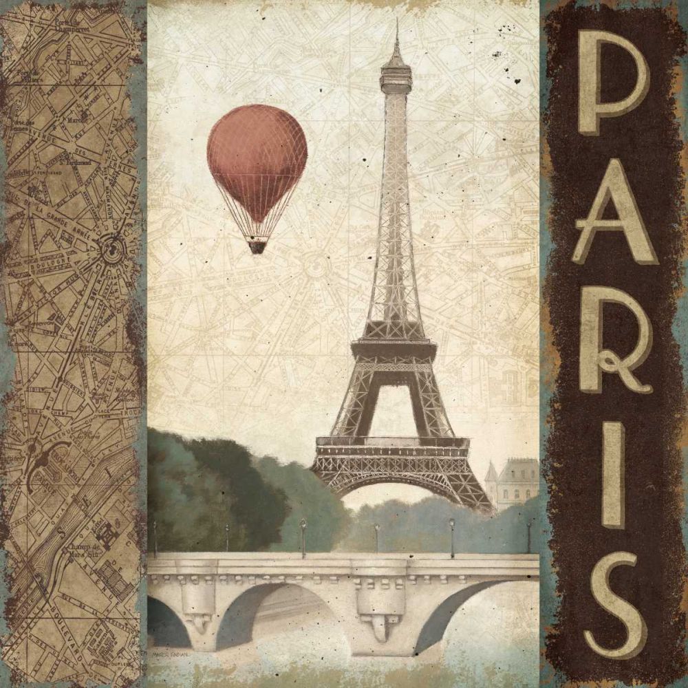 City Skyline Paris Vintage Square art print by Marco Fabiano for $57.95 CAD