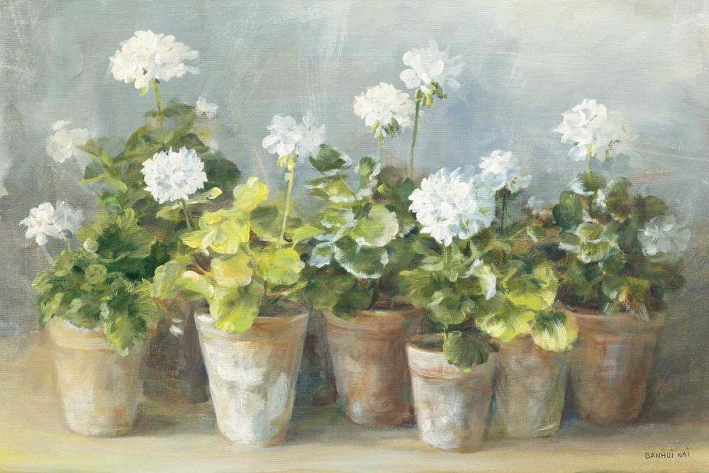 White Geraniums art print by Danhui Nai for $57.95 CAD