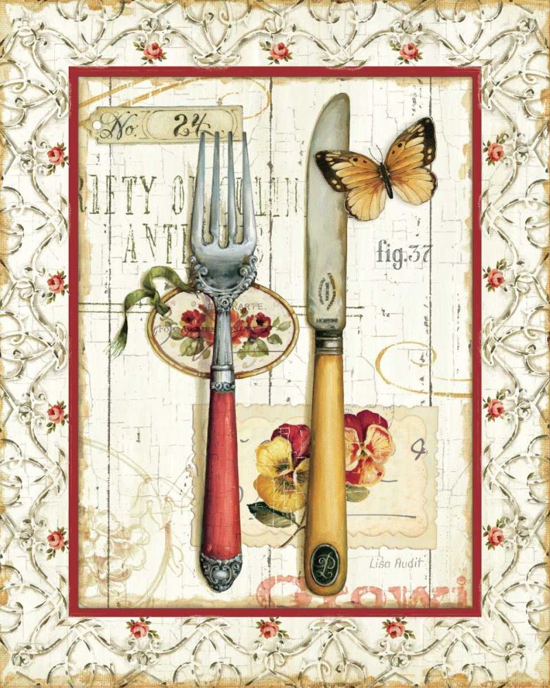 Rose Garden Utensils I Red art print by Lisa Audit for $57.95 CAD