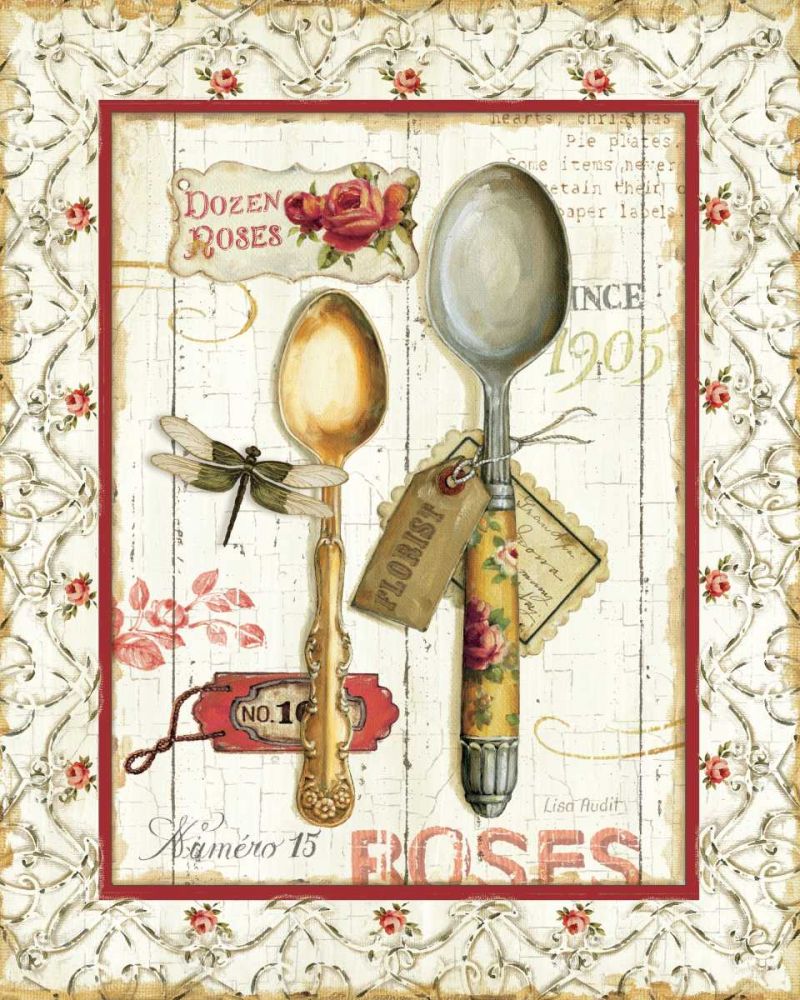 Rose Garden Utensils II Red art print by Lisa Audit for $57.95 CAD