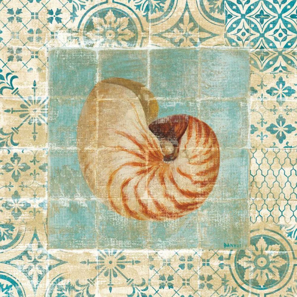 Shell Tiles III Blue art print by Danhui Nai for $57.95 CAD