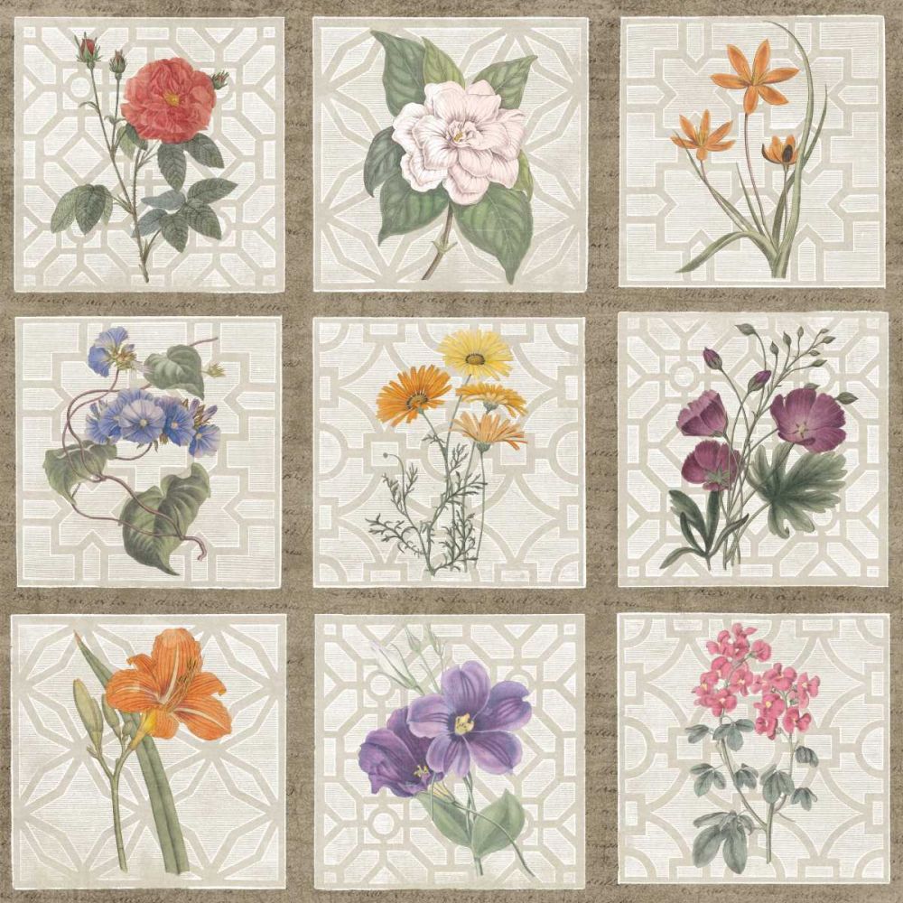 Monument Etching Tile Flowers Square I art print by Wild Apple Portfolio for $57.95 CAD