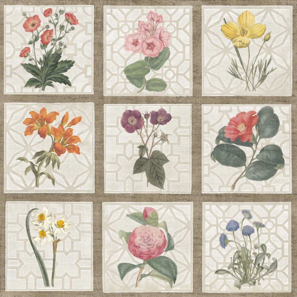 Monument Etching Tile Flowers Square II art print by Wild Apple Portfolio for $57.95 CAD