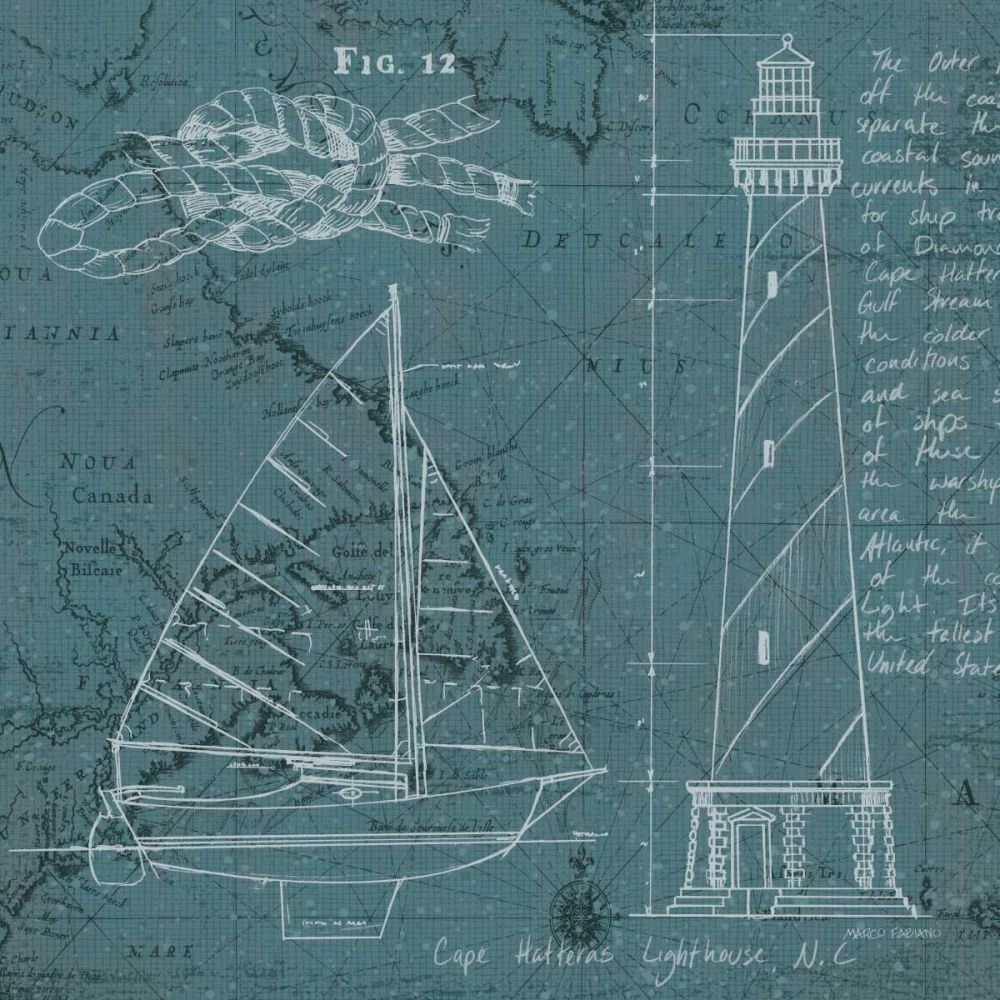 Coastal Blueprint III art print by Marco Fabiano for $57.95 CAD