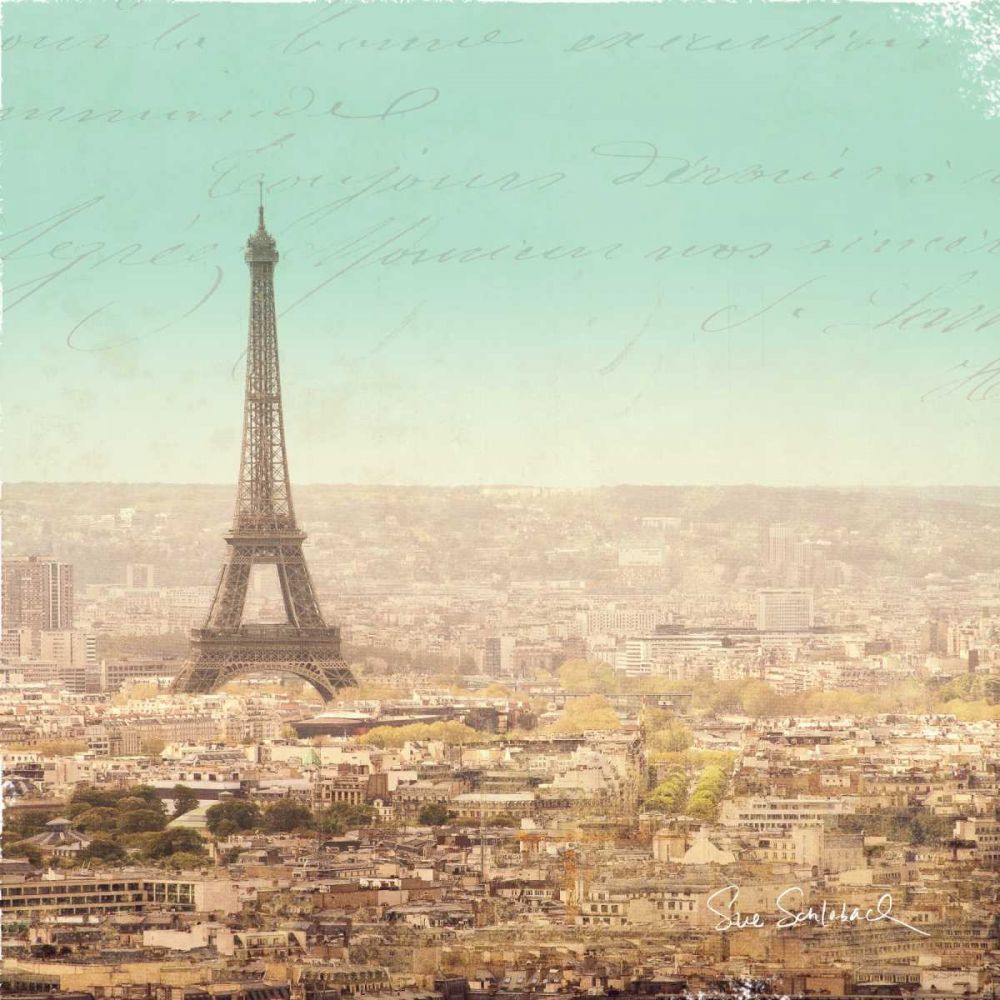 Eiffel Landscape Letter Blue II art print by Sue Schlabach for $57.95 CAD