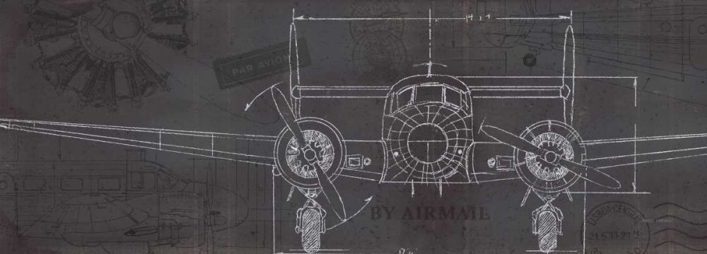 Plane Blueprint IV art print by Marco Fabiano for $57.95 CAD