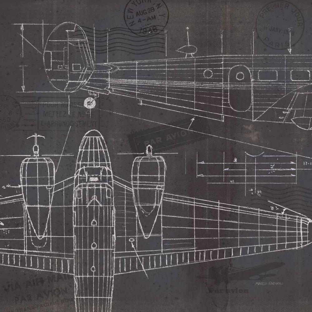 Plane Blueprint II art print by Marco Fabiano for $57.95 CAD