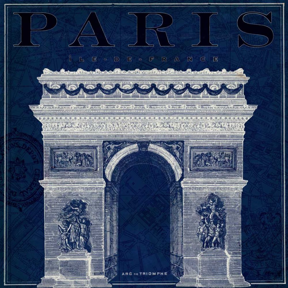 Blueprint Arc de Triomphe art print by Sue Schlabach for $57.95 CAD