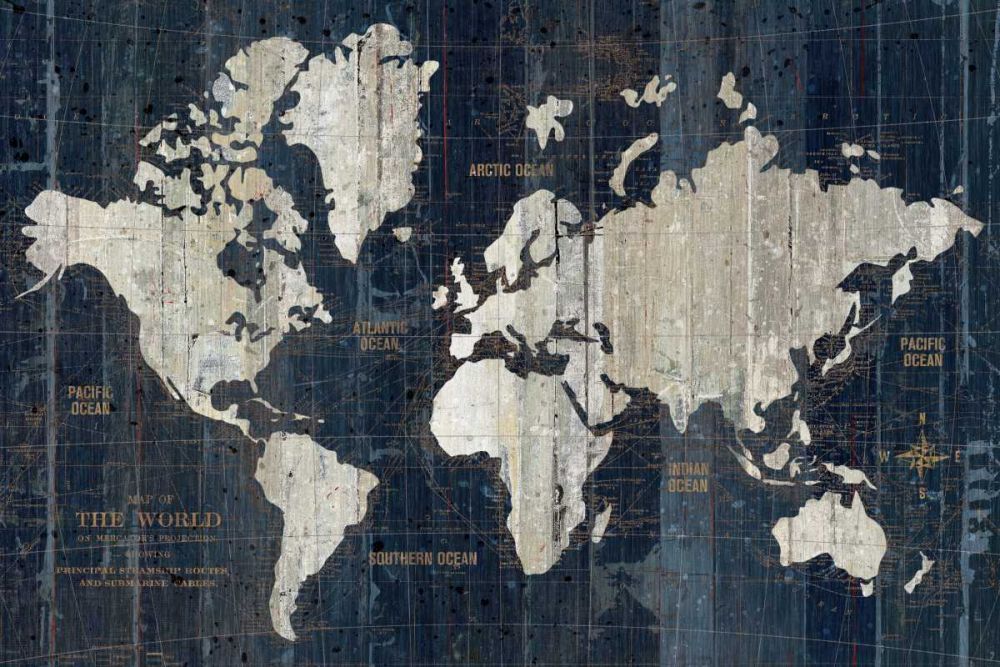 Old World Map Blue art print by Wild Apple Portfolio for $57.95 CAD