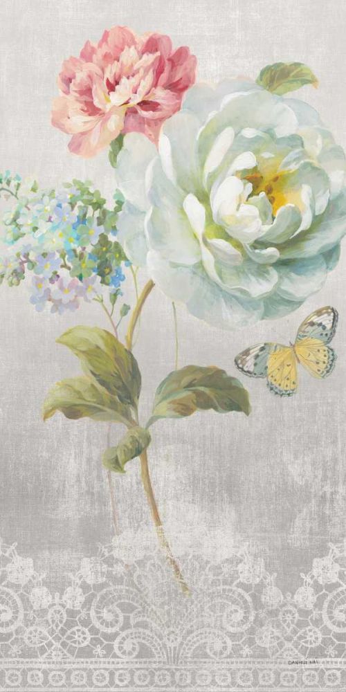 Textile Floral Panel I art print by Danhui Nai for $57.95 CAD